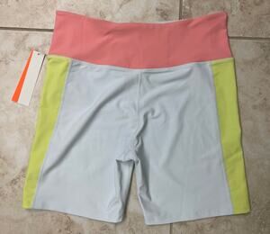 Aqua NWT shorts high rise contrast bike shorts white pink neon yellow XL